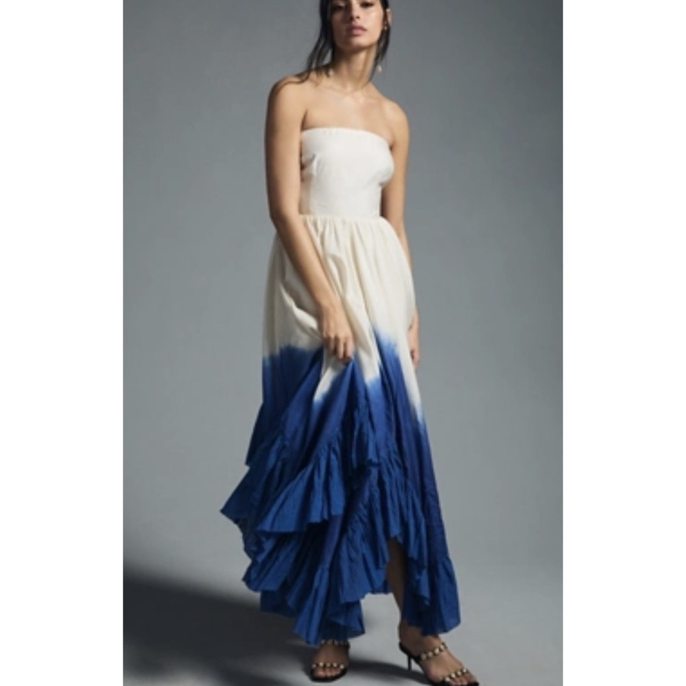 NEW! Samant Chauhan Strapless Ombre Maxi Dress Wedding Event Full Dress Sz Small